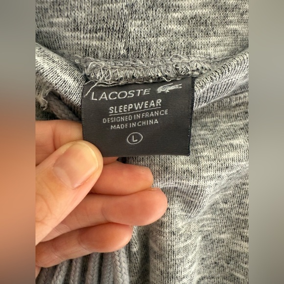 Lacoste Sleepwear Jogger Sleep Pants Men’s SZ L Grey Pockets Drawstring Lounge - Picture 3 of 10
